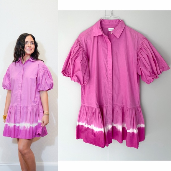 wknd Dresses & Skirts - WKND Mallorca Frock It Shirt Dress in Hand-dip Hot Pink